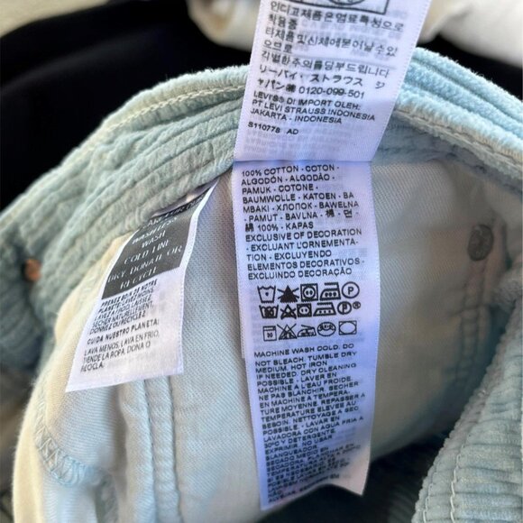 Levis 514 Men's Size 38x30 Corduroy Jeans Pants Sky Blue Vintage Wide Wale NWT - Picture 6 of 8